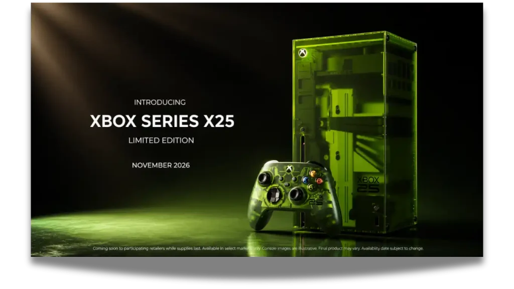 Xbox Series X'in 25'inci yıl dönümüne özel yarı şeffaf yeşil sürüm Kasım ayında çıkıyor